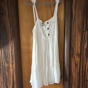 torrid White Tiered Sundress with Button Accent